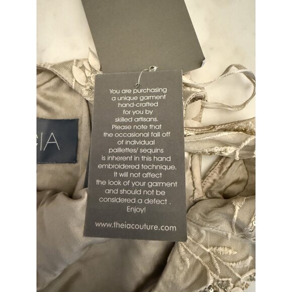 NWT Theia Chrisley Petal Beaded Cocktail Dress Champagne Sz 0 $895 [jb] - Picture 11 of 16